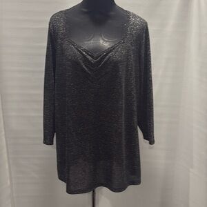NWT American Rag Black silver glitter top Size 2X